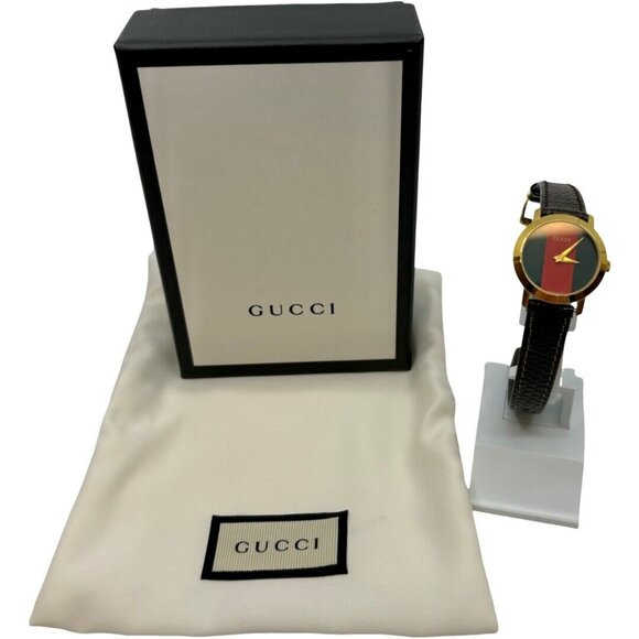 Authentic GUCCI Sherry Line Web Stripe Wristwatch 2200L Brown Metallic #36635023 - Picture 1 of 12